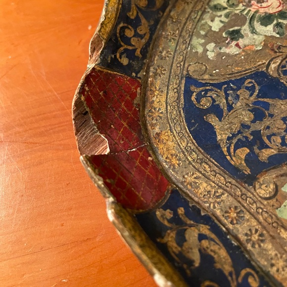 Antique Florentine Wood Tray - Picture 4 of 5